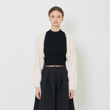 Women Fluffy Cropped Cardigan - Light Pink - SW2405074B