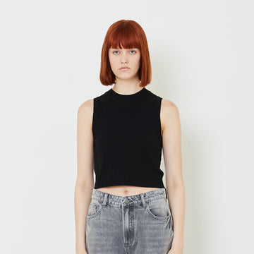 Women Knit Tank Top - Black - SW2407081D