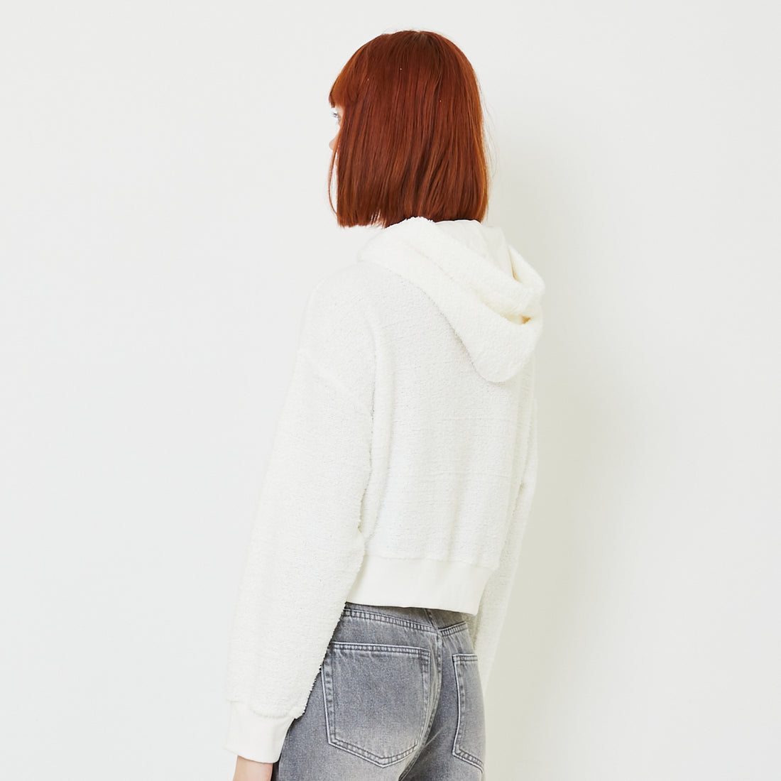 Women Cropped Hoodie - Off White - SW2407084A