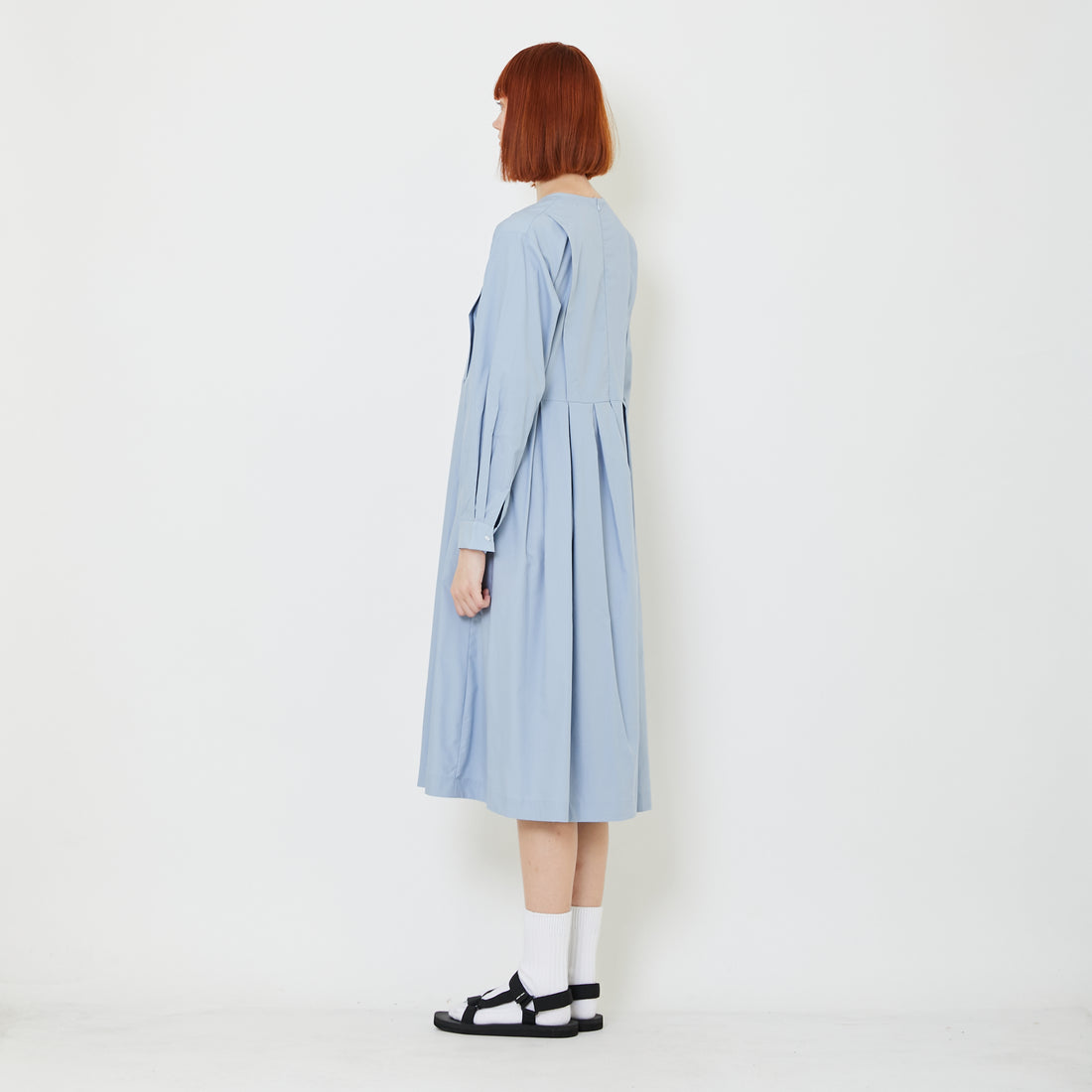 Women Pleated Dress - Light Blue - SW2408117B