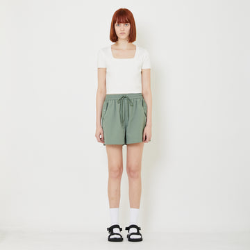 Women Nylon Shorts - Dusty Green - SW2409135A