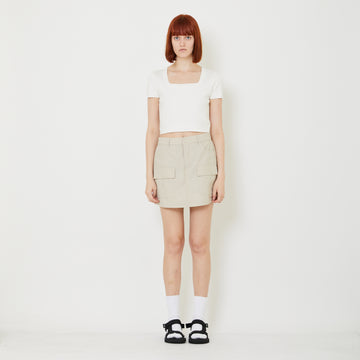 Women Nylon Cargo Skort - Khaki - SW2409136A