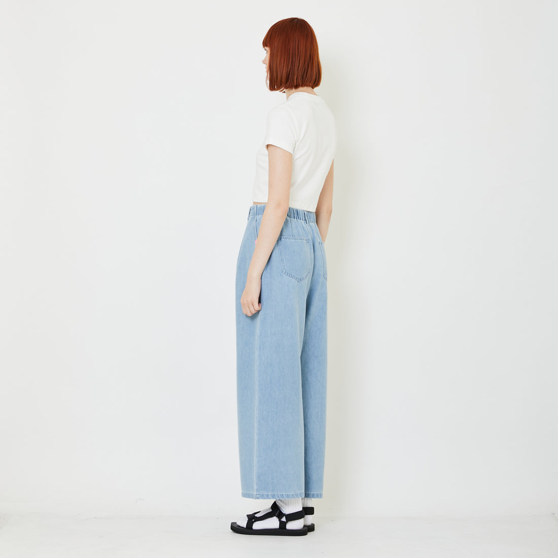 Women Wide Leg Jeans - Light Blue - SW2409139A