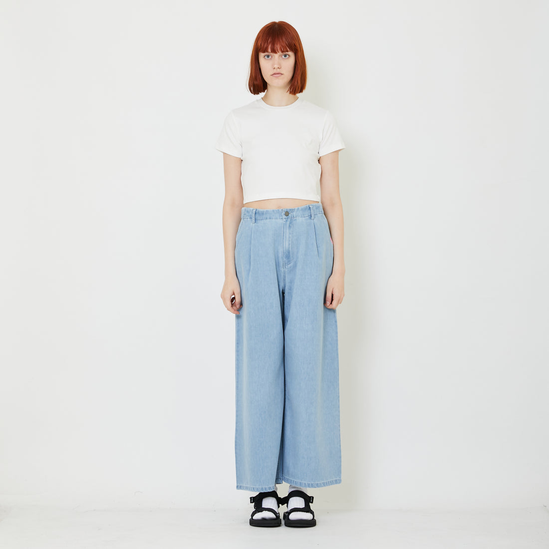 Women Wide Leg Jeans - Light Blue - SW2409139A