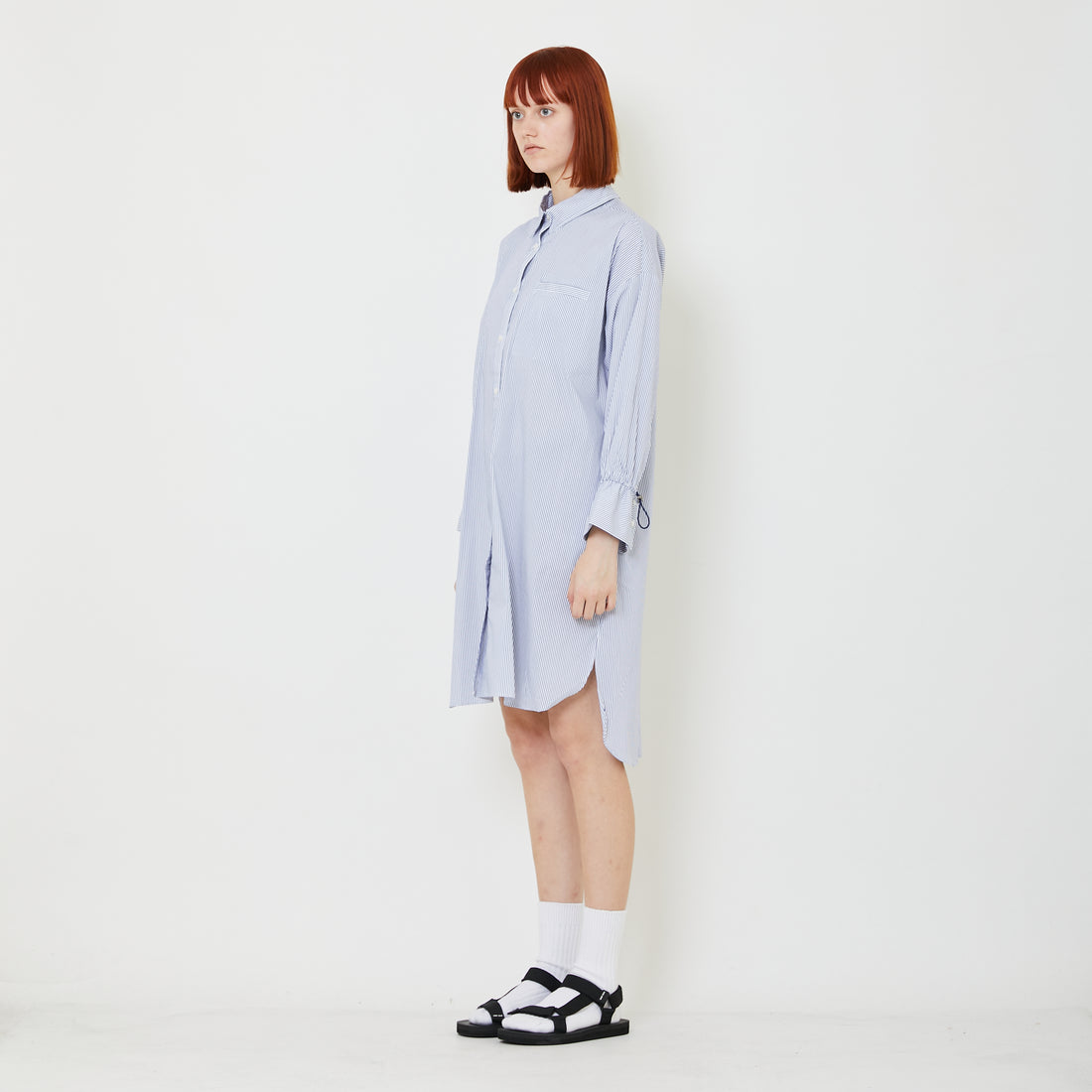 Women Oversized Shirt Dress - Blue - SW2409140B