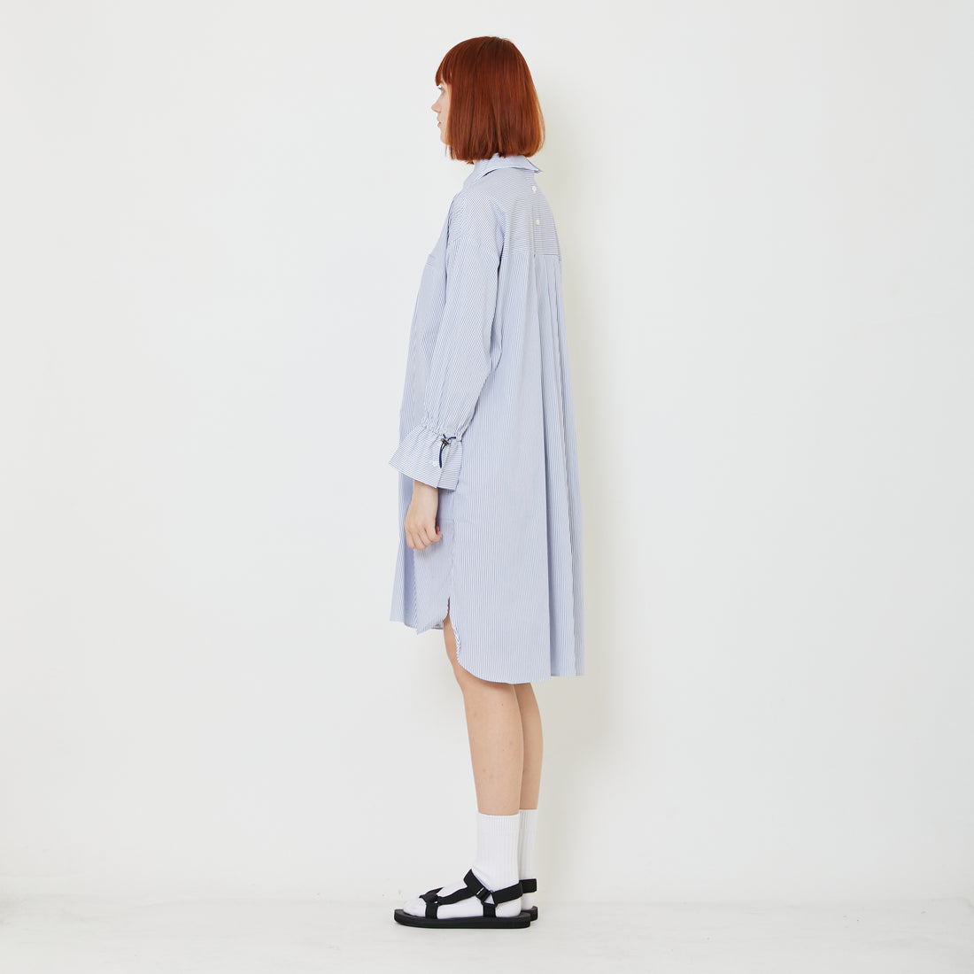Women Oversized Shirt Dress - Blue - SW2409140B
