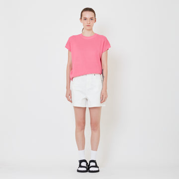 Women High Waist Bermuda Shorts - Off White - SW2410174A