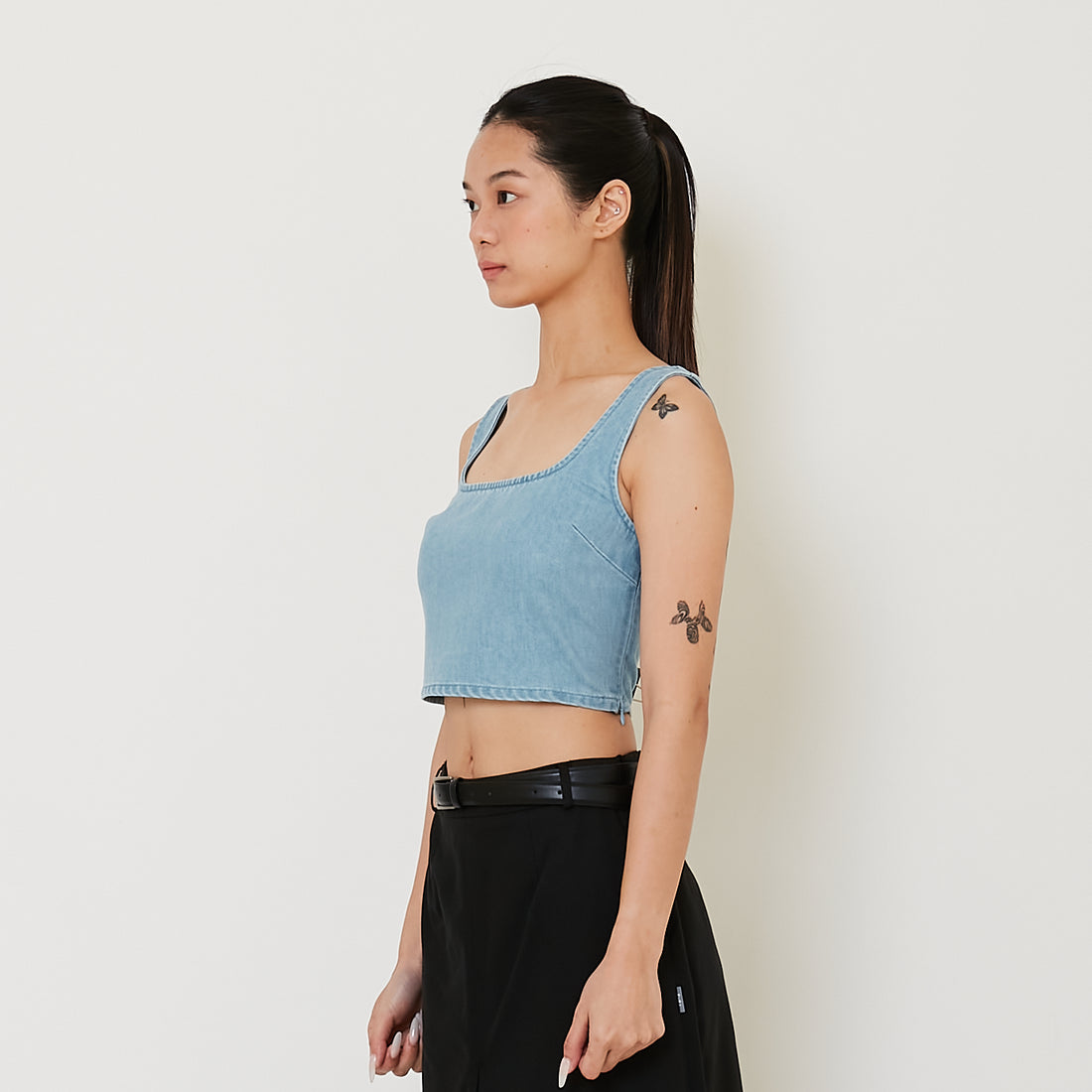 Women Denim Sleeveless Top - Light Blue - SW2410175A