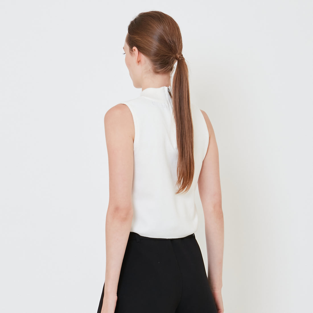Women Mock Neck Knit Top - Off White - SW2411191A