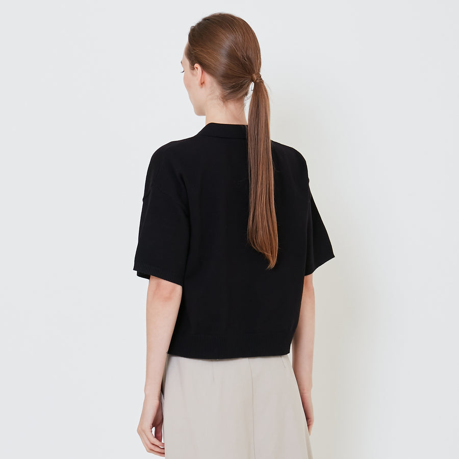 Women Knit Cropped Top - Black - SW2411194D