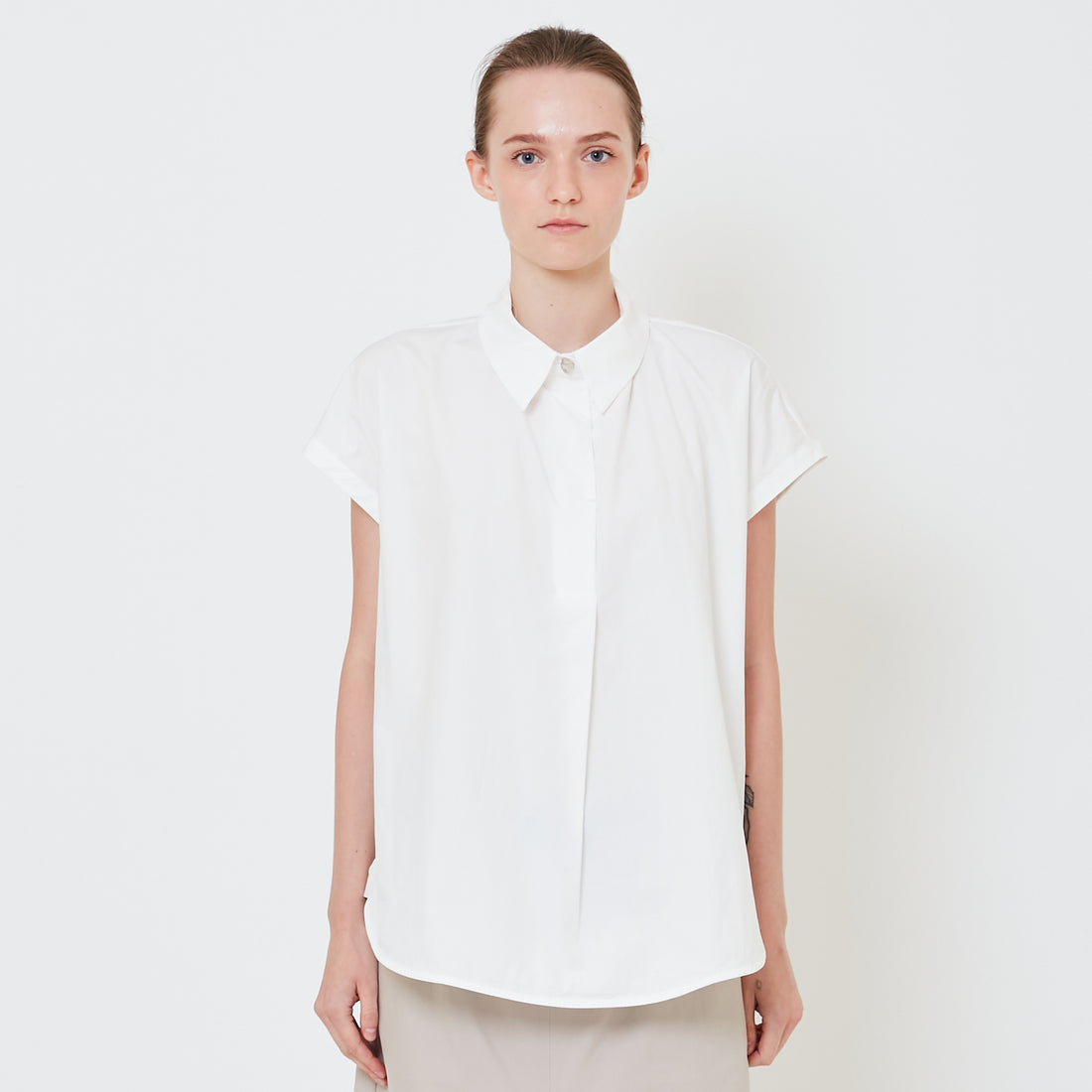 Women Poplin Blouse - Off White - SW2411197A