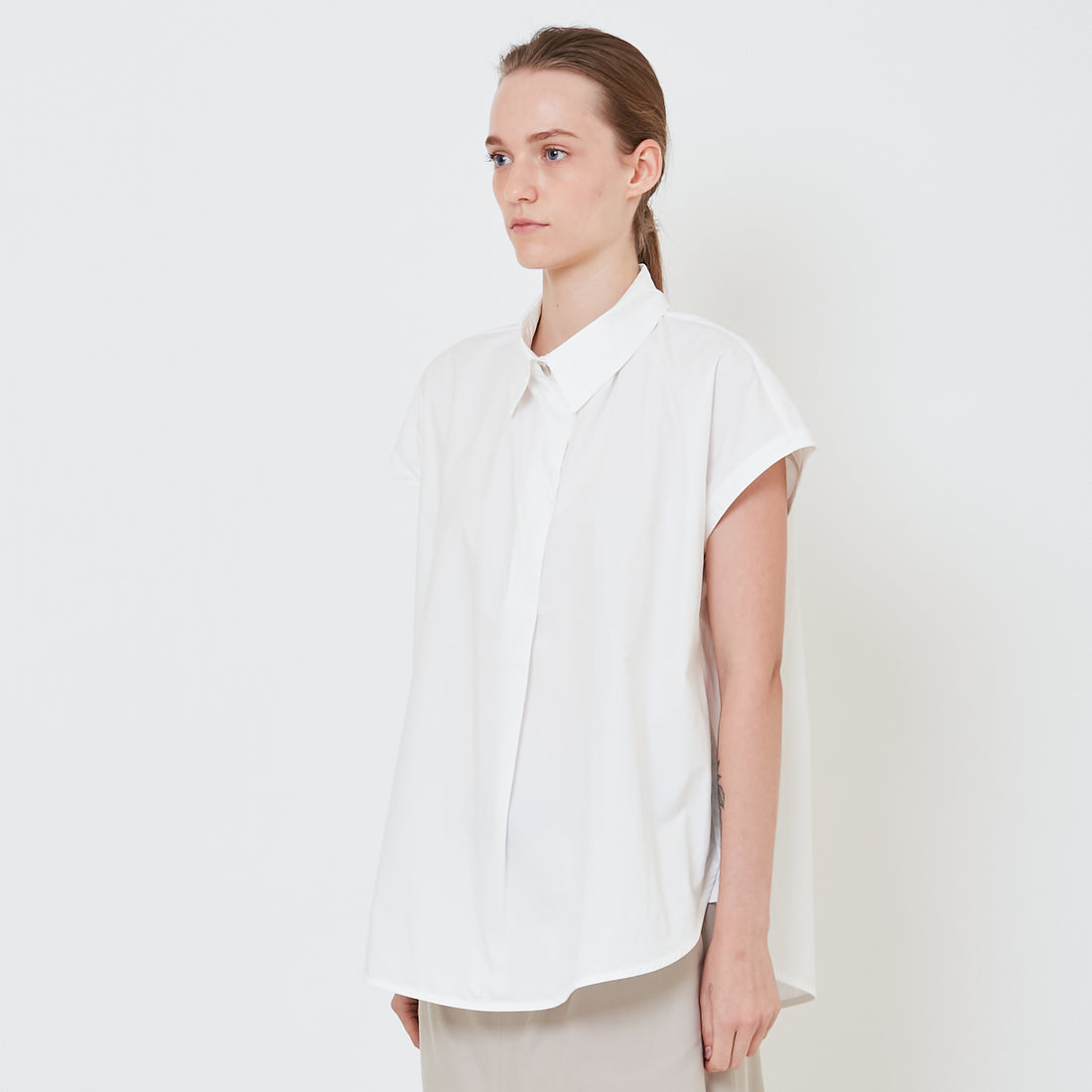 Women Poplin Blouse - Off White - SW2411197A