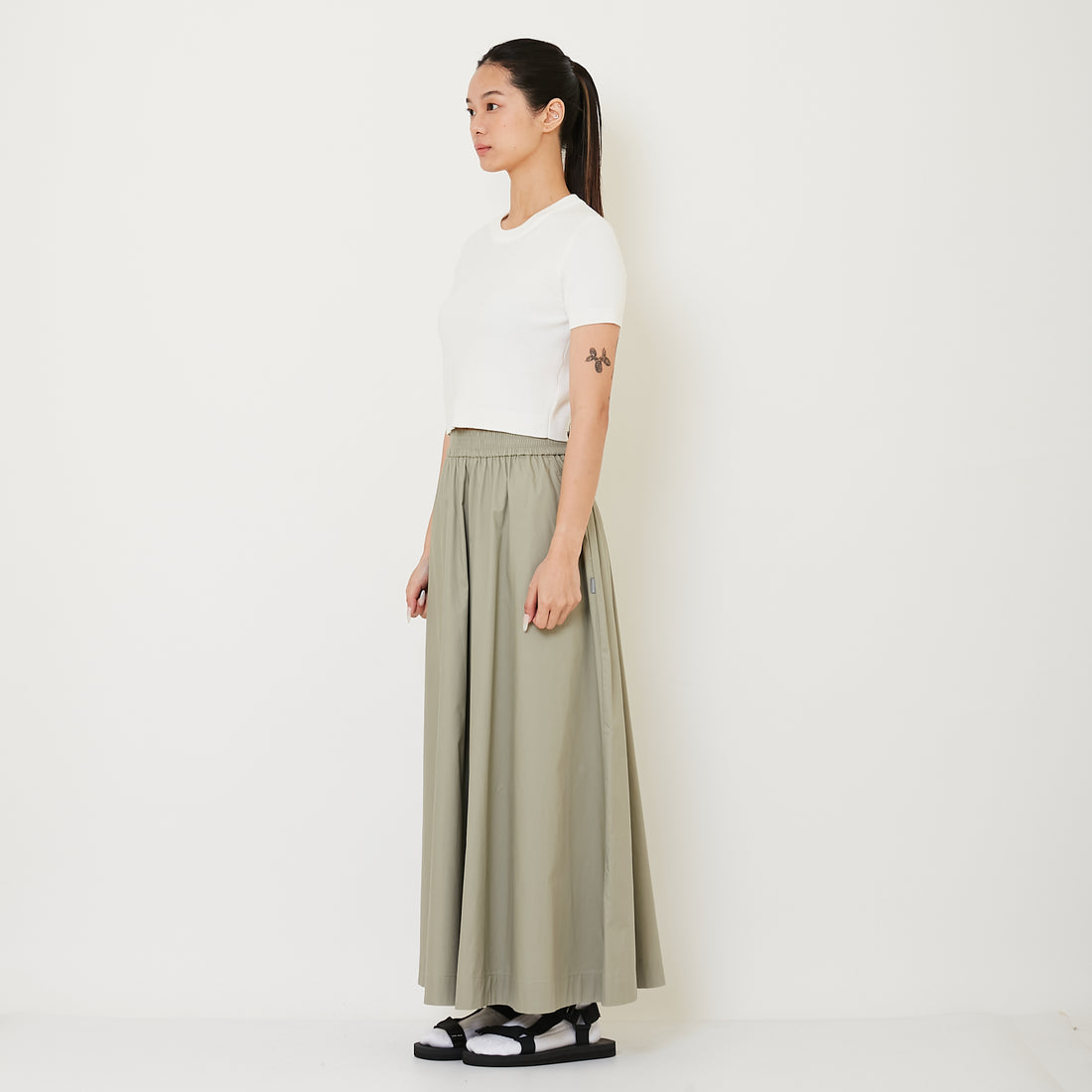 Women Elastic Waist Long Pants - Green - SW2412241A