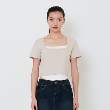 Women 2 in 1 Cropped Top - Light Grey - SW2501006A