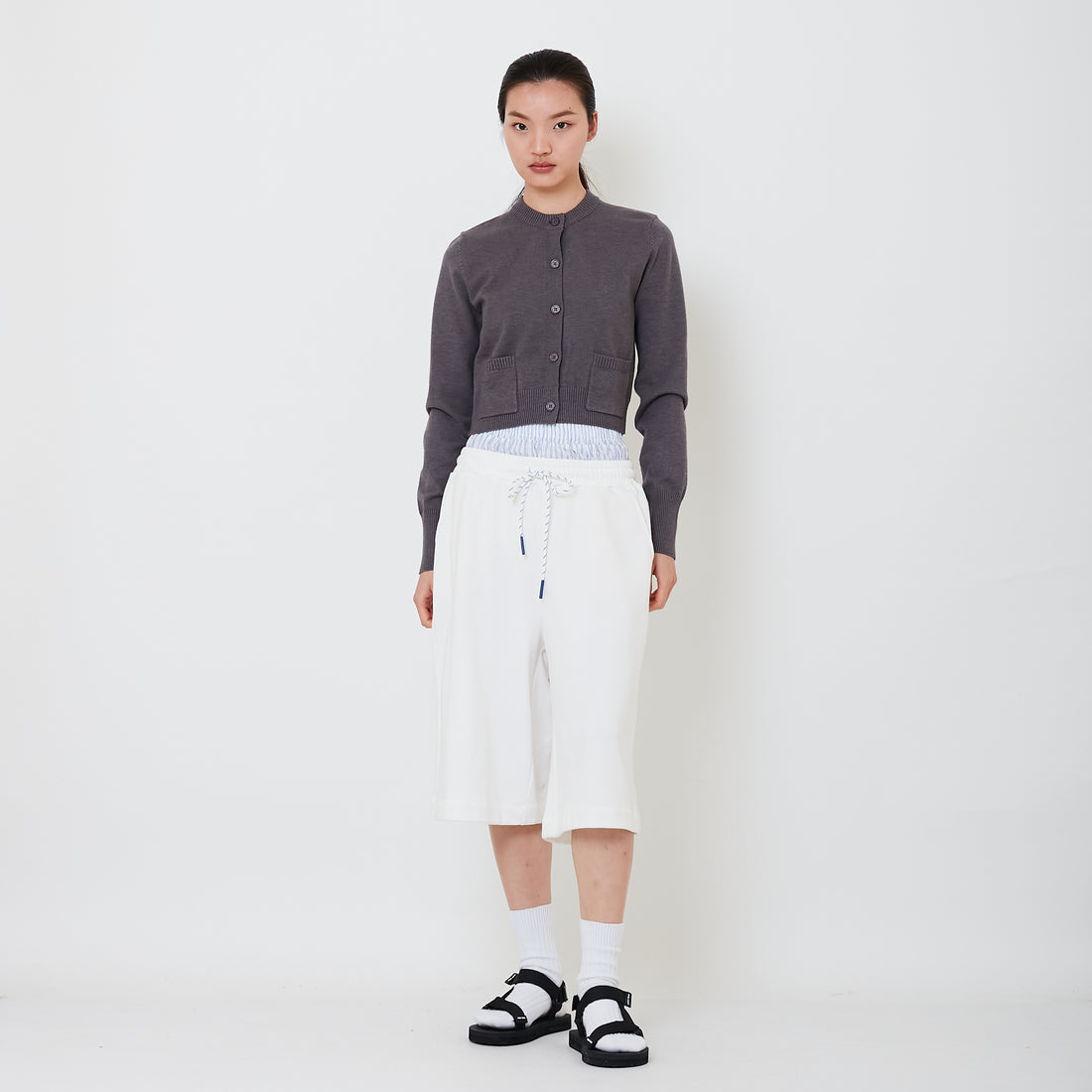 Women Double Waisted Sweatpant - Off White - SW2501009A