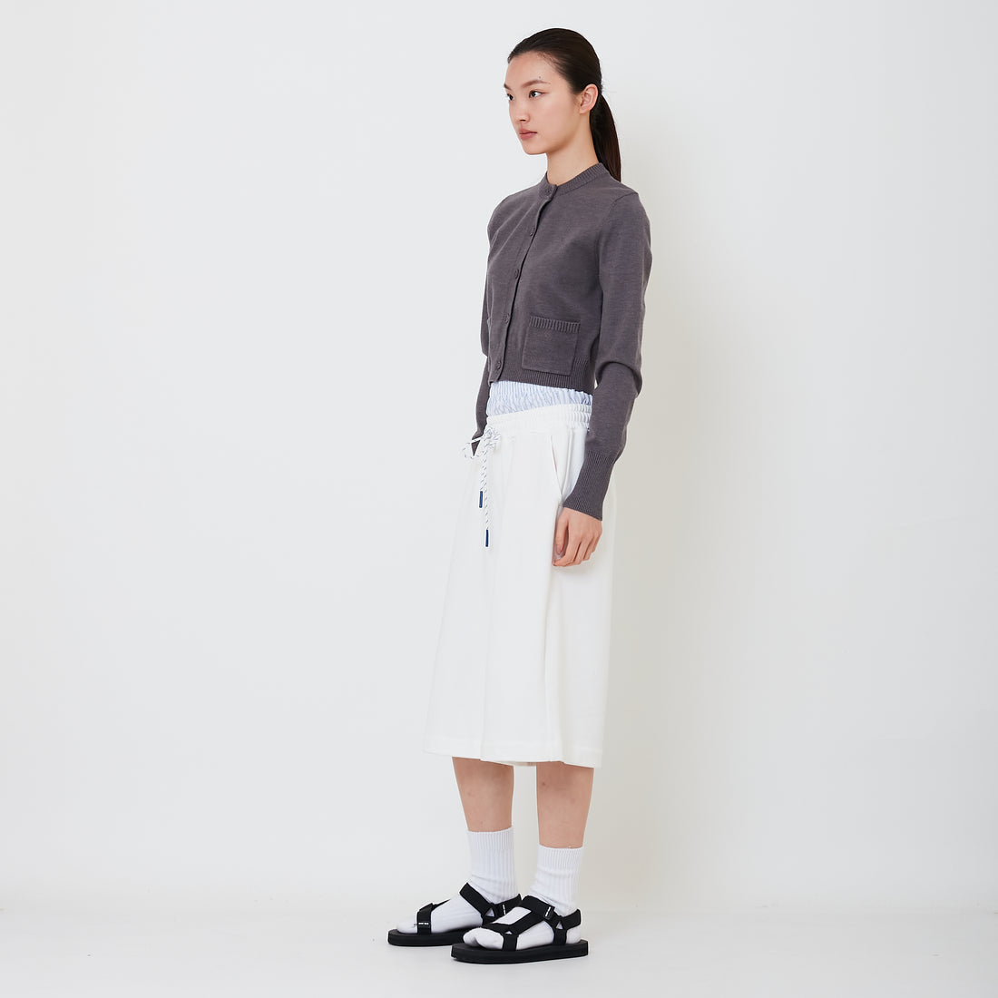 Women Double Waisted Sweatpant - Off White - SW2501009A
