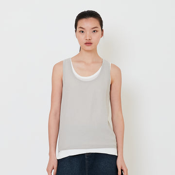 Women 2 in 1 Sleeveless Knit Top - Stone - SW2501011A