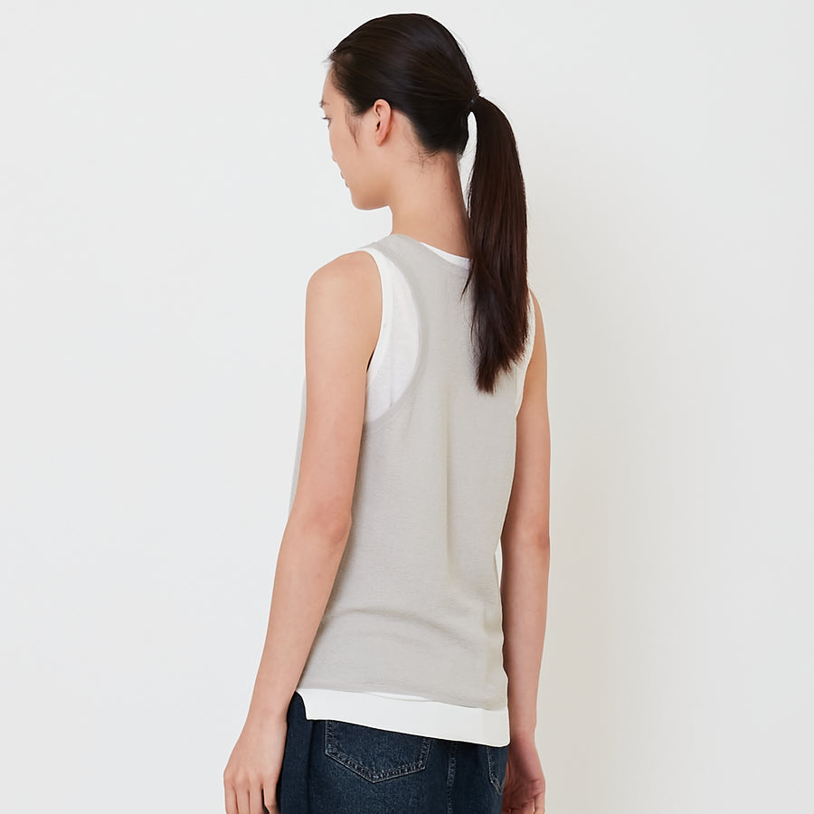 Women 2 in 1 Sleeveless Knit Top - Stone - SW2501011A