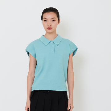 Women Sleeveless Knit Top - Turquoise - SW2501013C