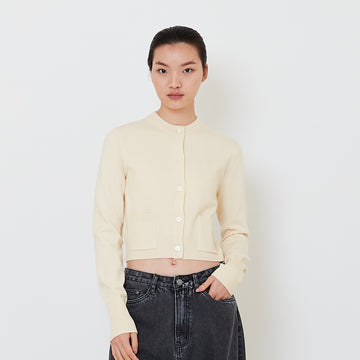 Women Cropped Cardigan - Cream - SW2501014A