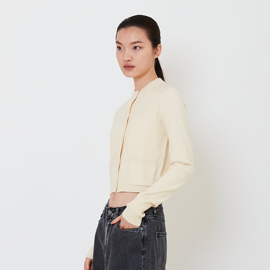 Women Cropped Cardigan - Cream - SW2501014A