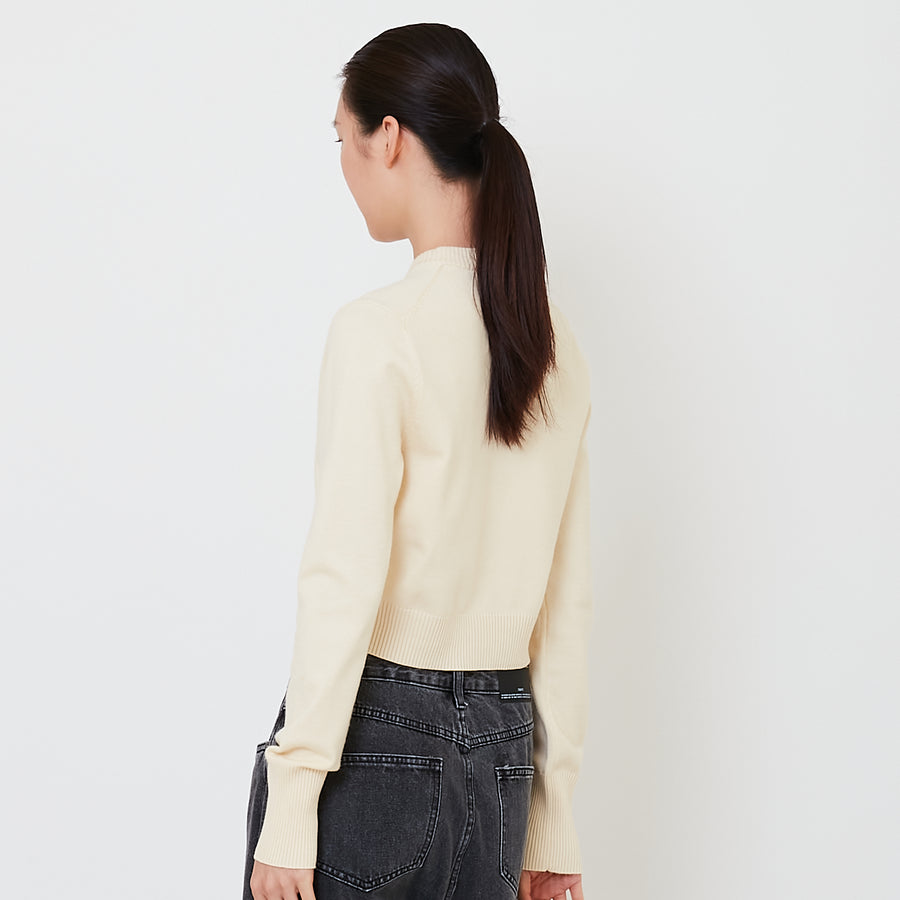 Women Cropped Cardigan - Cream - SW2501014A