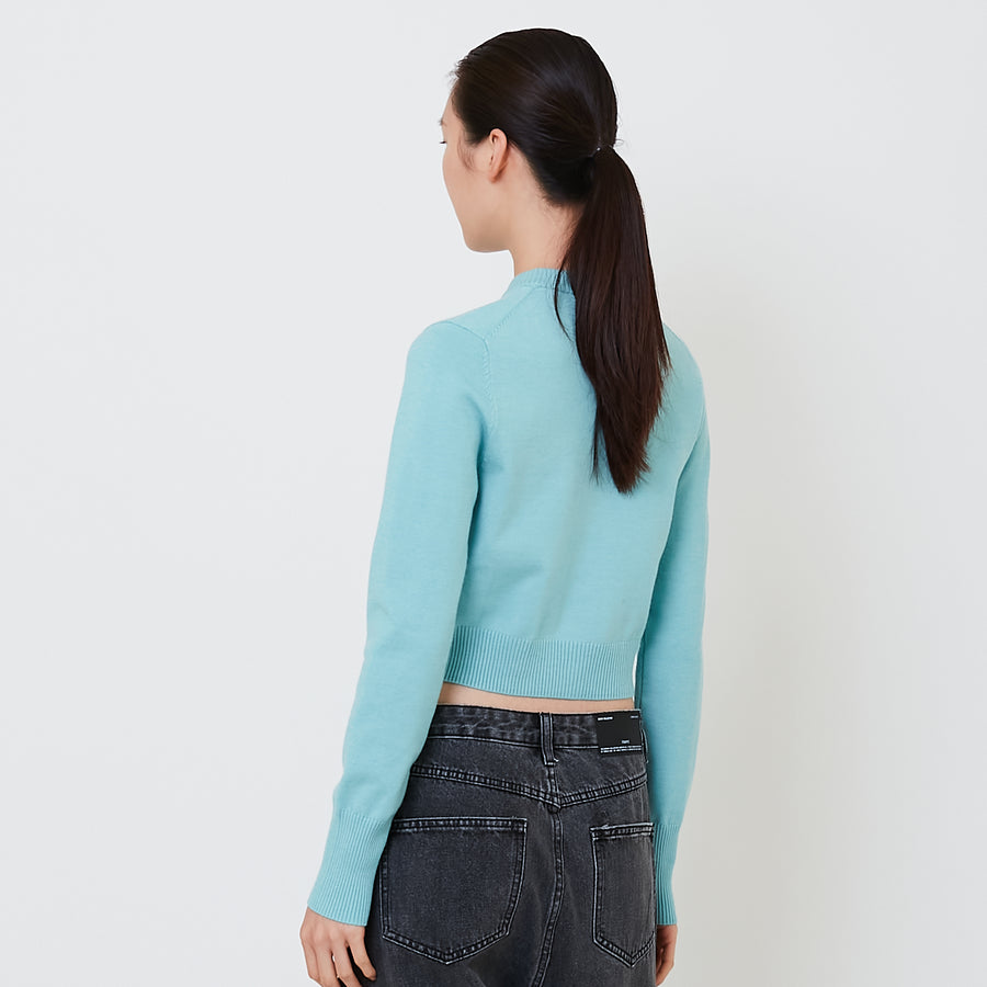 Women Cropped Cardigan - Turquoise - SW2501014C