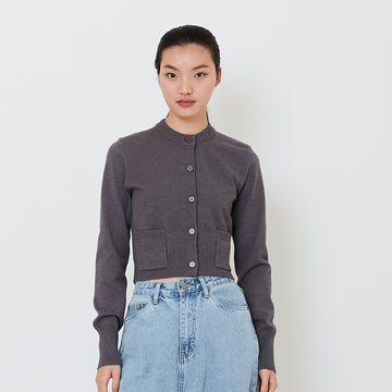 Women Cropped Cardigan - Grey - SW2501014D
