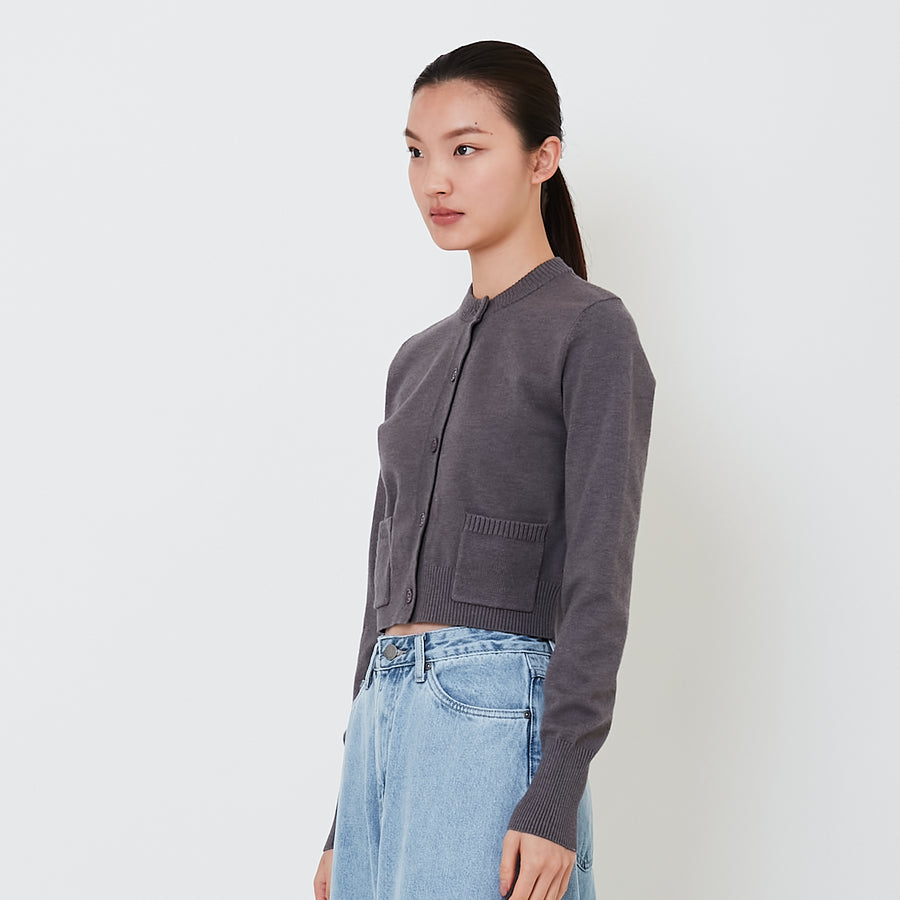 Women Cropped Cardigan - Grey - SW2501014D