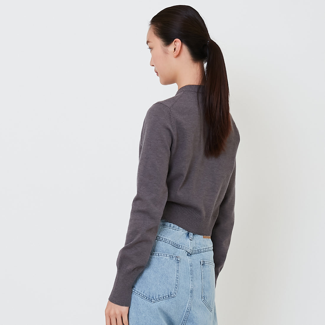 Women Cropped Cardigan - Grey - SW2501014D