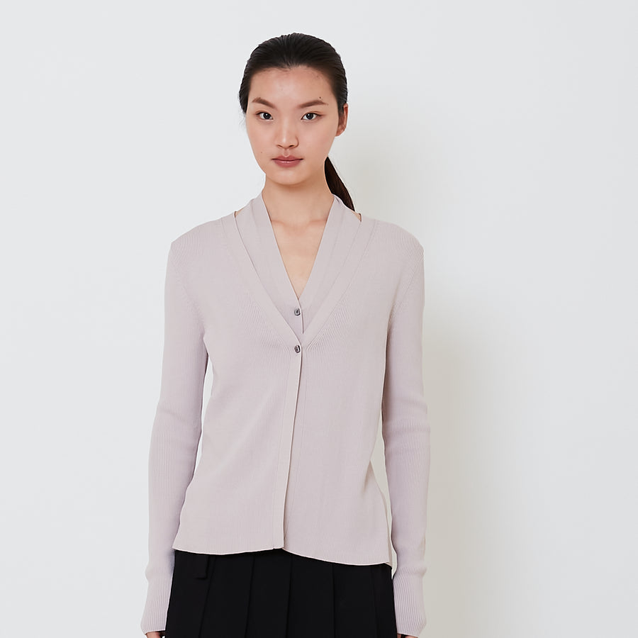 Women Halter Neck Combined Cardigan - Stone - SW2501015A