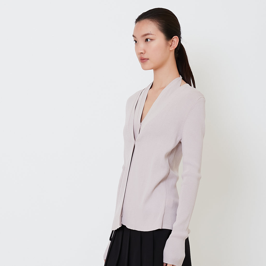 Women Halter Neck Combined Cardigan - Stone - SW2501015A