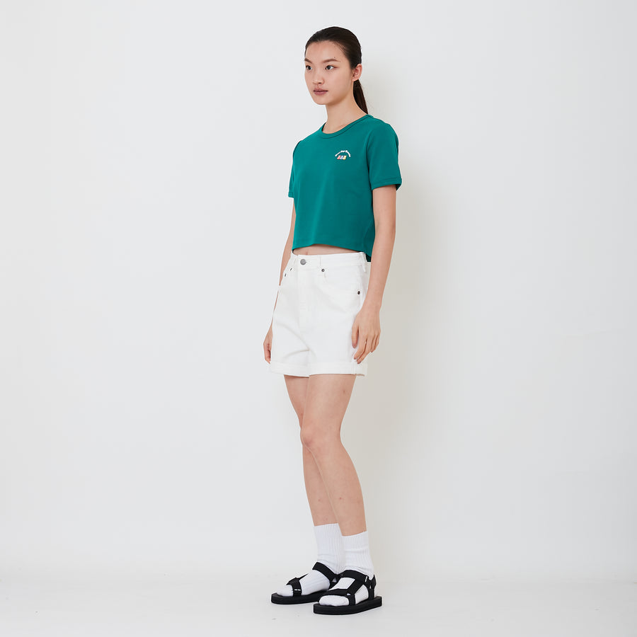 Women Stretch Denim Shorts - Off White - SW2501017A