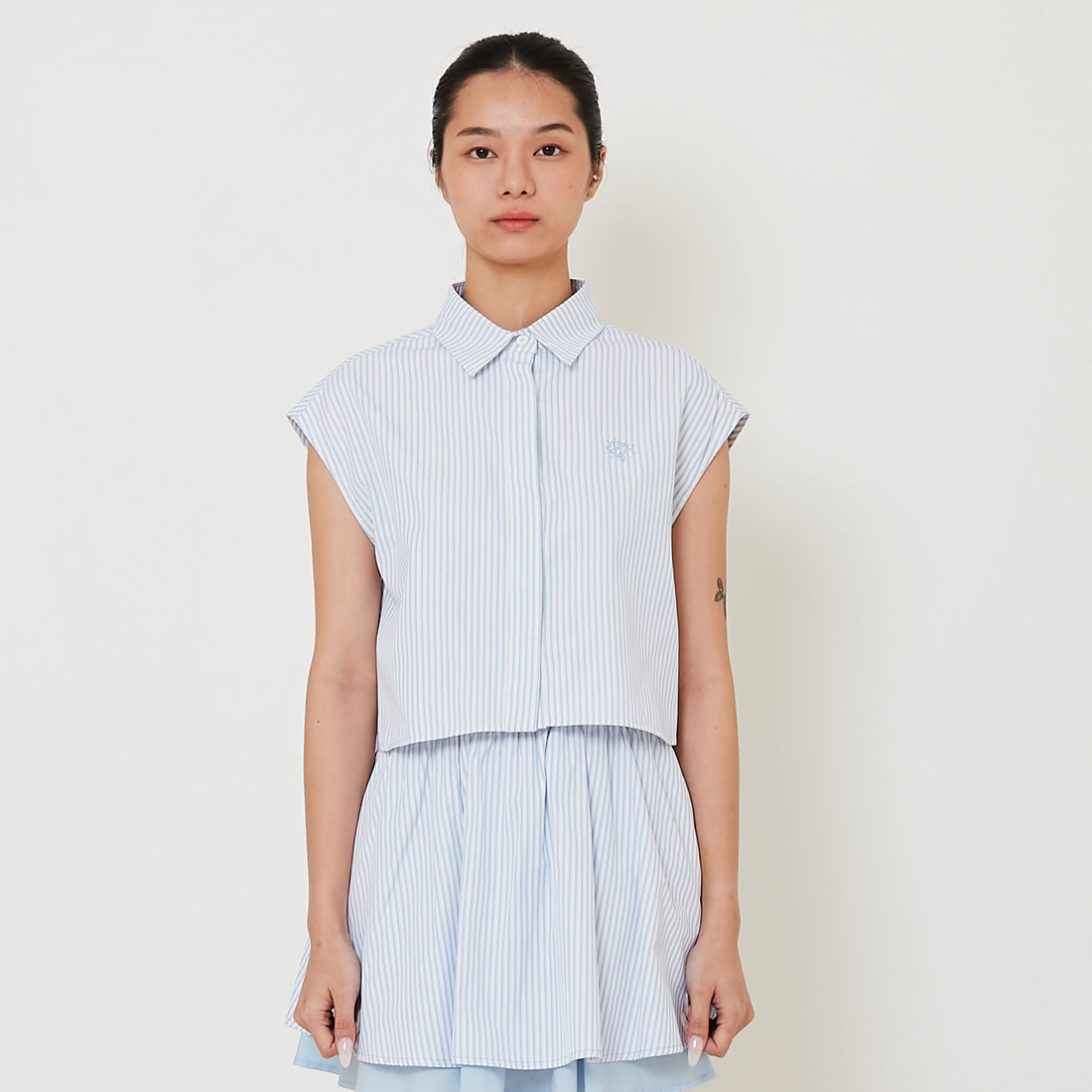 Women Striped Sleeveless Shirt - Off White - SW2501021A