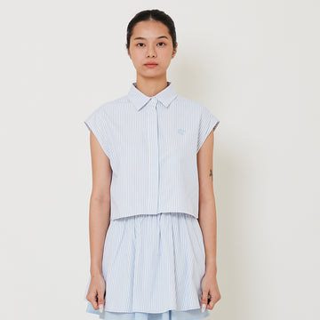 Women Striped Sleeveless Shirt - Off White - SW2501021A