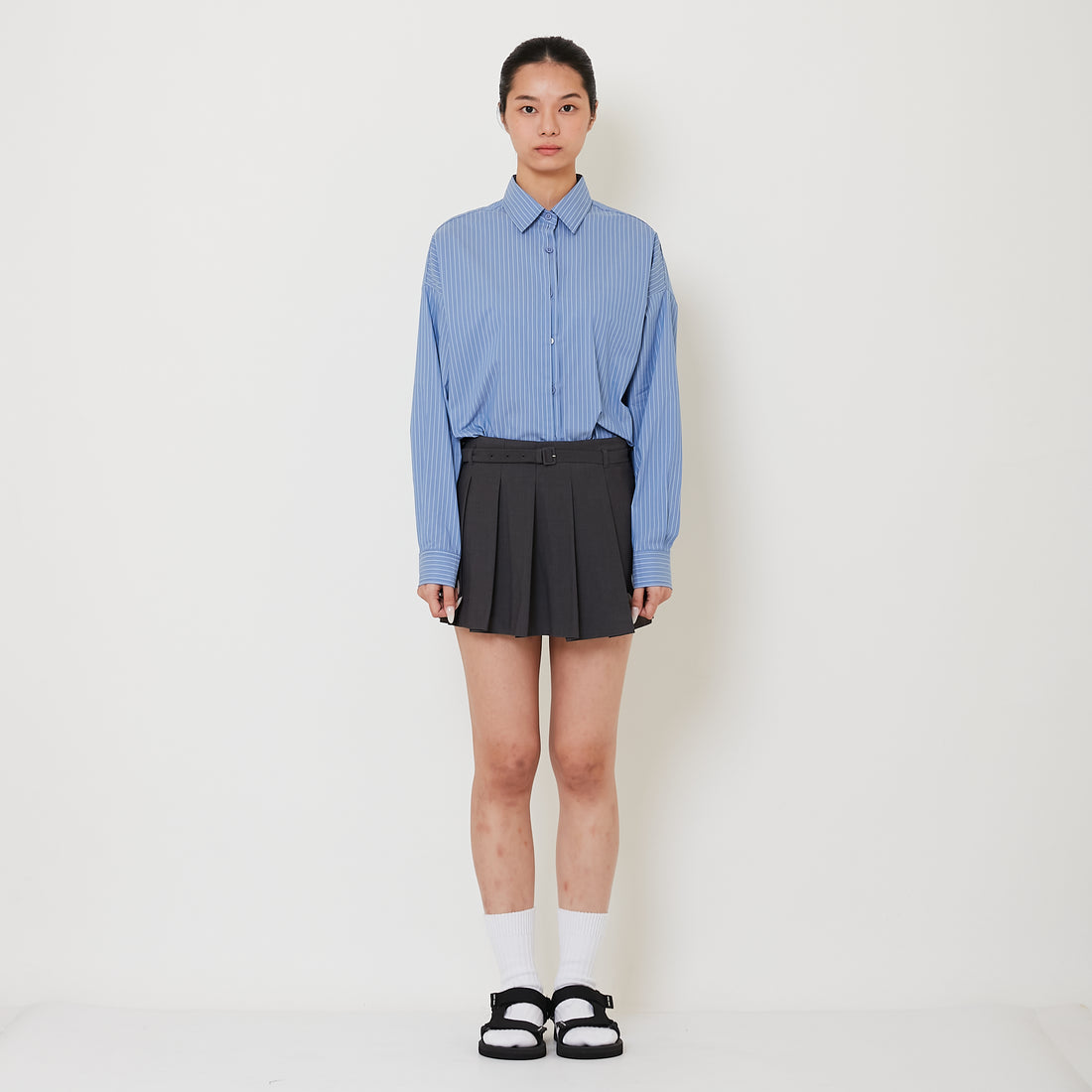 Women Pleated Skort - Grey - SW2501023A