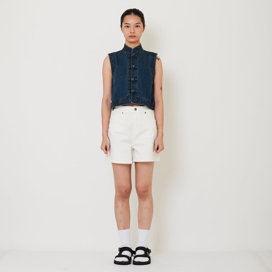Women Mandarin Collar Blouse - Blue - SW2501066A