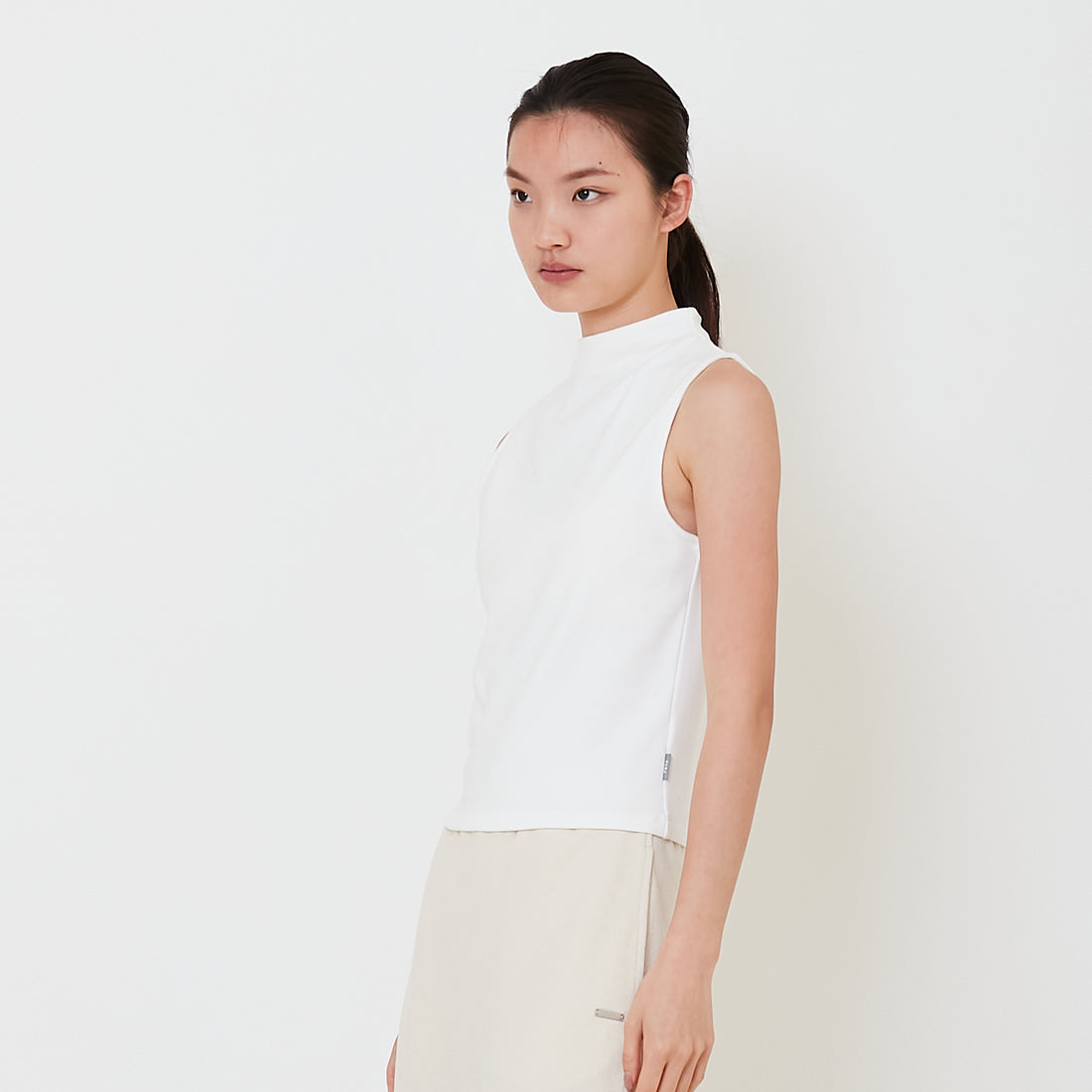 Women Mock Neck Top - Off White - SW2502031A