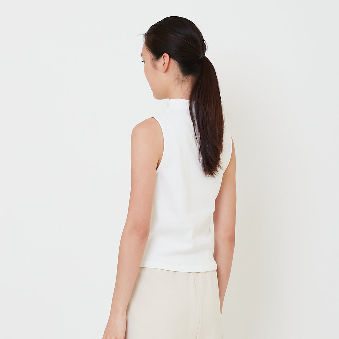 Women Mock Neck Top - Off White - SW2502031A