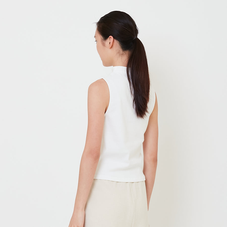 Women Mock Neck Top - Off White - SW2502031A