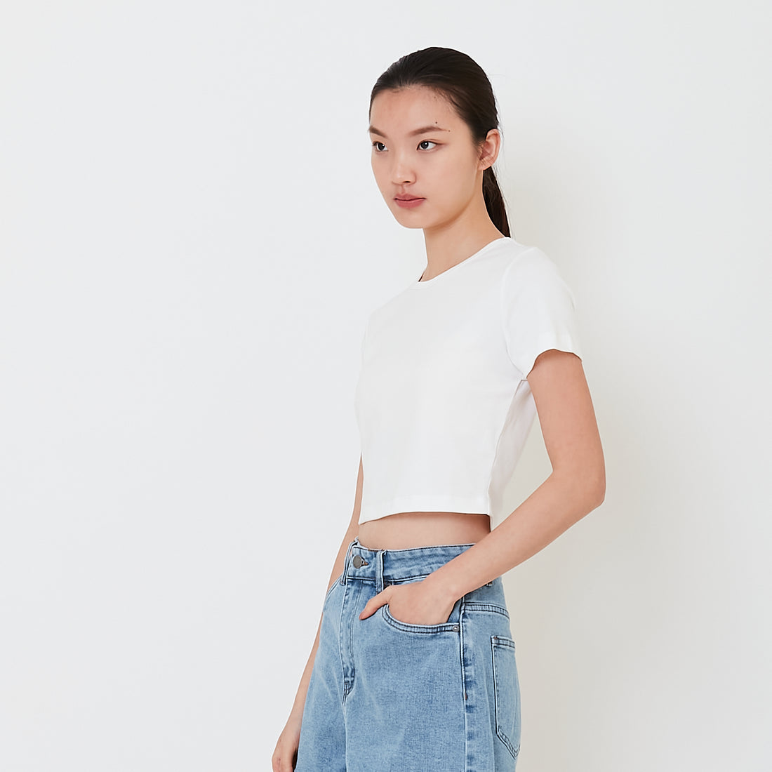 Women Cropped Top - Off White - SW2502032A