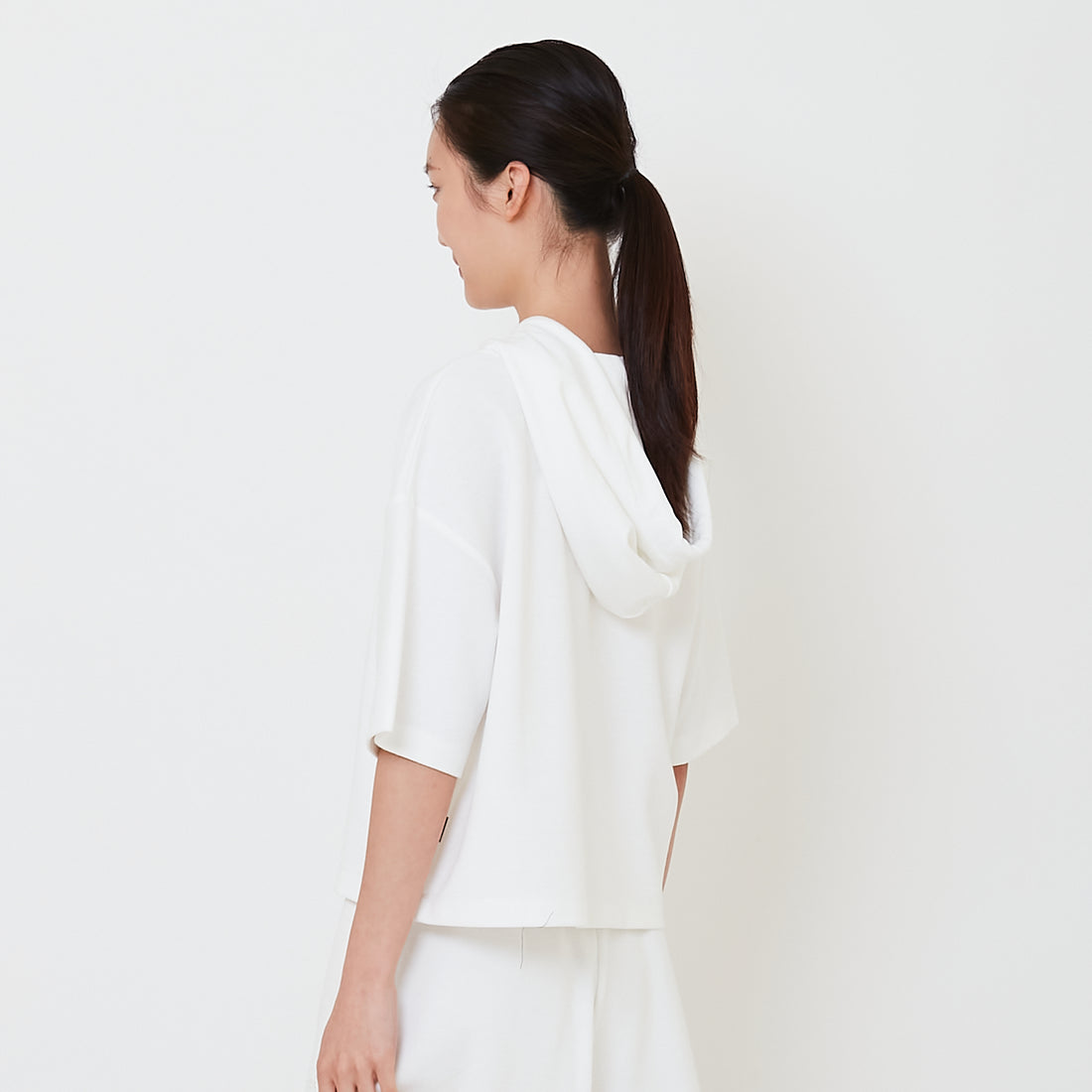 Women Embroidery Terry Hoodie - Off White - SW2502036A