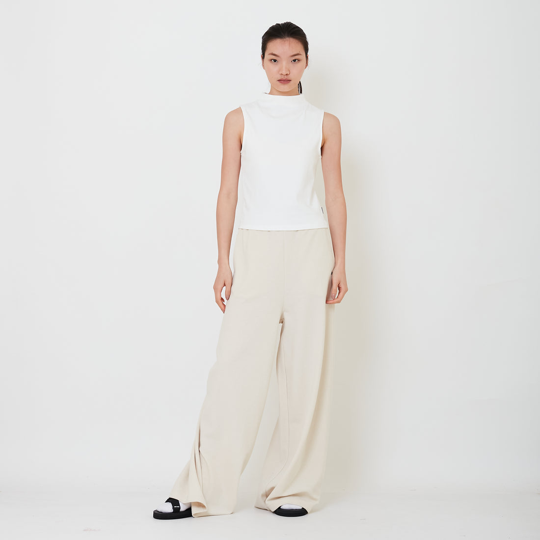 Women Combined Terry Pants - Ivory - SW2502038A