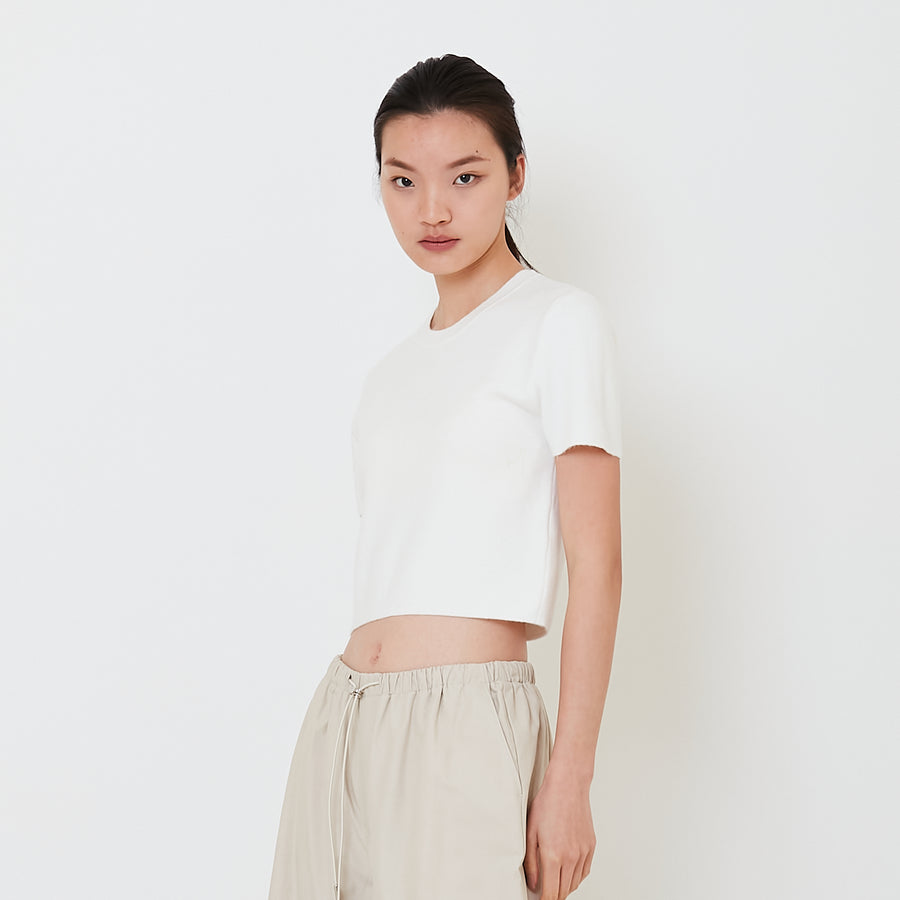 Women Knit Cropped Top - Off White - SW2502040A
