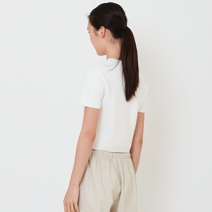 Women Knit Cropped Top - Off White - SW2502040A