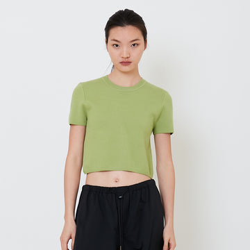 Women Knit Cropped Top - Avocado - SW2502040C