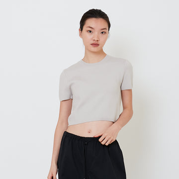 Women Knit Cropped Top - Stone - SW2502040D
