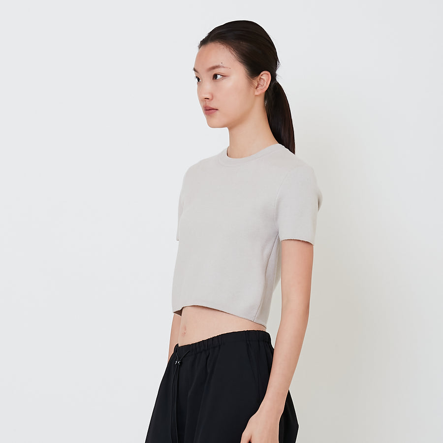 Women Knit Cropped Top - Stone - SW2502040D