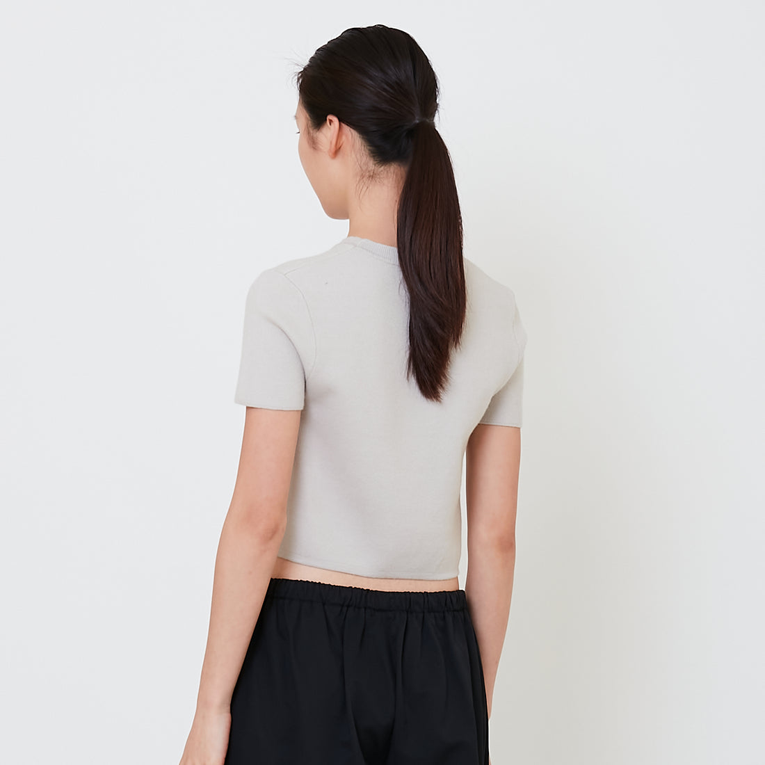 Women Knit Cropped Top - Stone - SW2502040D