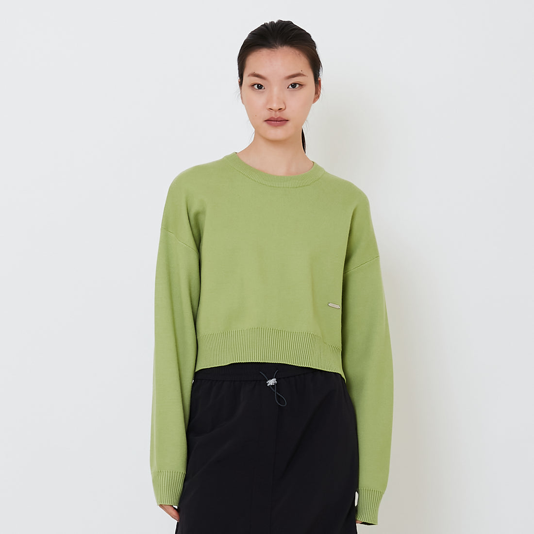 Women Oversized Cropped Sweater - Avocado - SW2502042C